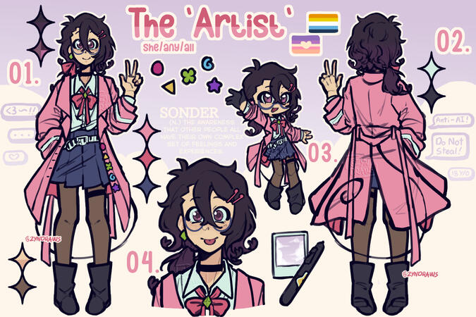 I'm Zyn, a self proclaimed artist and occasional writer. I love creating stories that touch on serious themes and topics, if you like my art please stay for a while and watch me descend into madness!